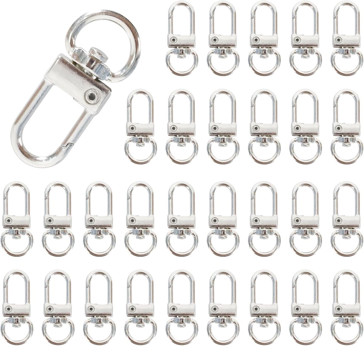 Pack of 30 Carabiner Hooks, Claw Clasps, Swivel Clasps, Carabiner Hooks, Swivel Snap Ring, Key Ring, Swivel Key Ring - ShopVlot