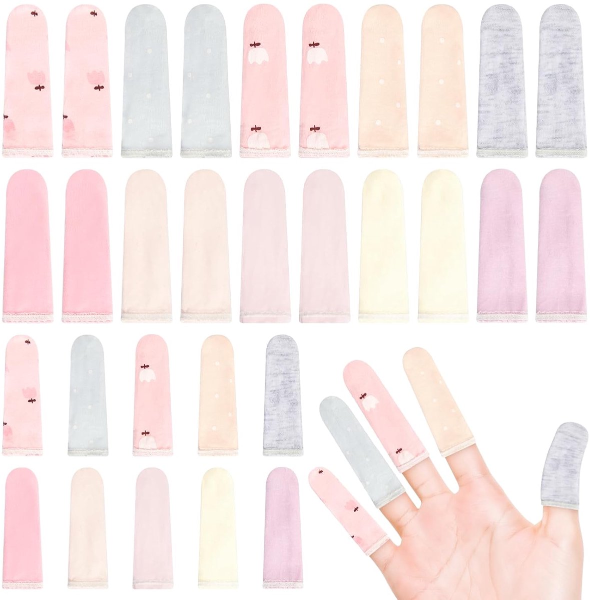 100 stuks vingerringen, meerkleurig, van katoen, ademende vinger- en teenbeschermers, duimlingen, comfortabele - ShopVlot