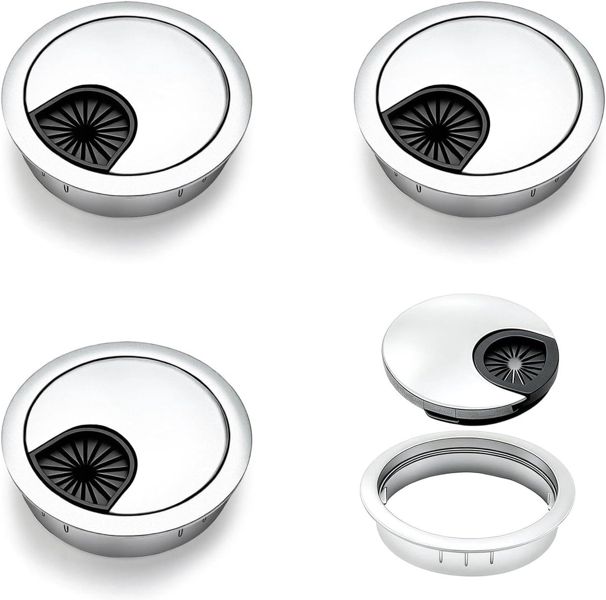 Bureaukabeldoorvoer 50 mm - Zinklegering - Zilver - Geschikt voor bureau en werkbank - ShopVlot
