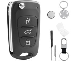 KingYH Hyundai Autosleutelbehuizing met 3 knoppen, behuizing met batterij CR2032 en pinverwijderingsgereedschap - ShopVlot