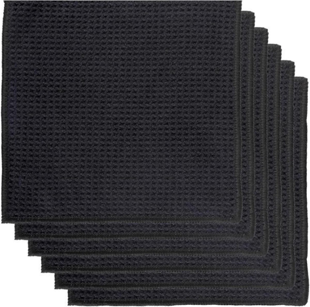 Microvezeldoeken 20 x 20 cm - Wasbare zwarte theedoeken - Sterke absorptie - Ideaal voor auto en badkamer - ShopVlot