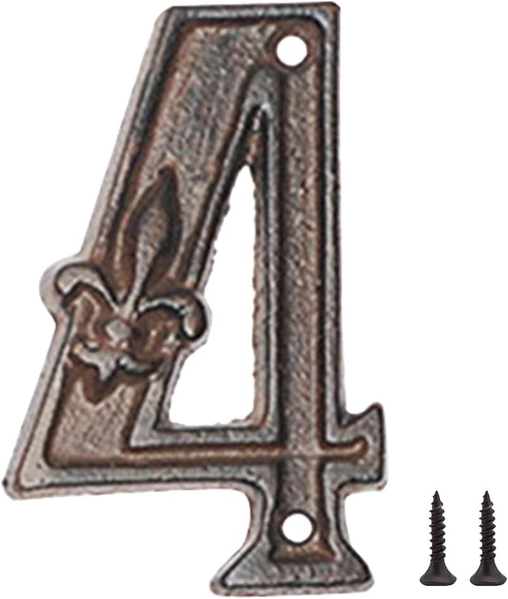 SnelShoppen - Retro Huisnummer 4 - 4.7 Inch Metalen Huisnummers van Gietijzer - Adresnummer voor Brievenbus - Vintage Stijl - Uniek en Elegante Decora