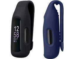 kwmobile 2x Clip Holders for Fitbit Inspire 3 / Inspire 2 / Ace 3 Clip On - Fitness Tracker Case Holder Replacement Set - TPU Silicone Tracker Holder for Sport - Black / Dark Blue