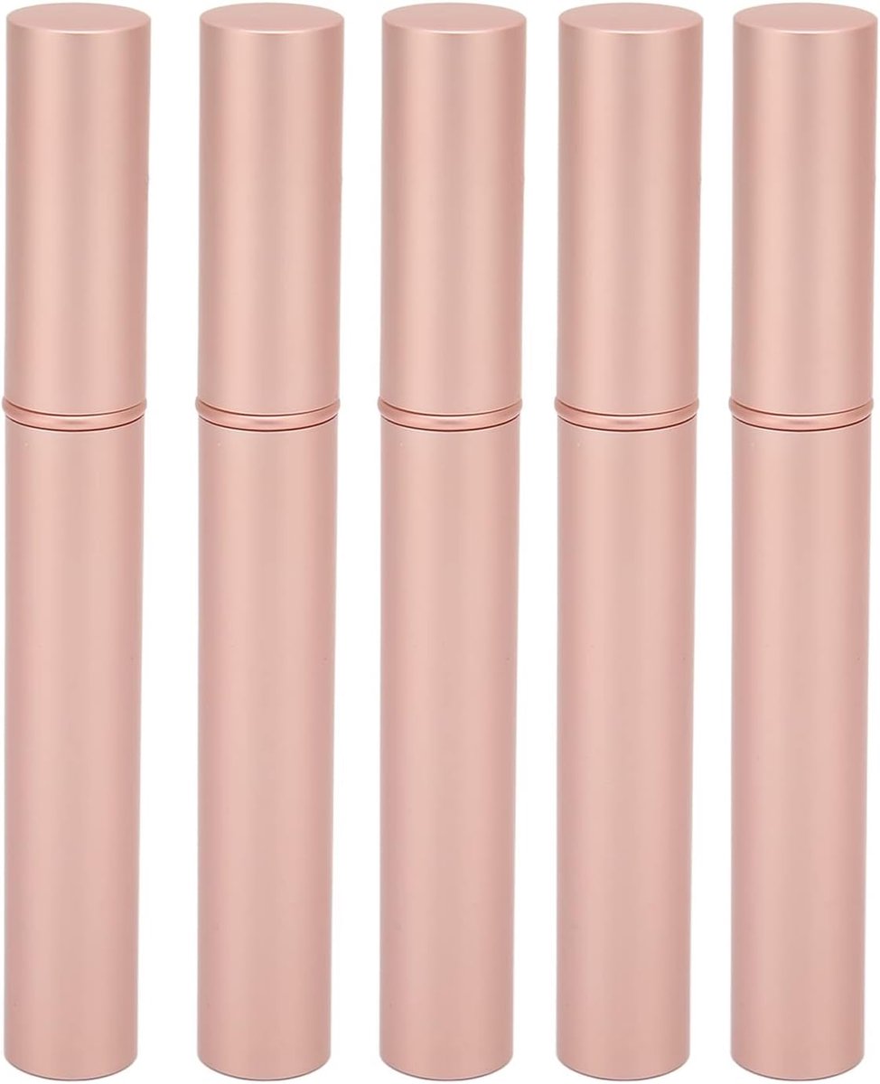 SnelShoppen - 5 Stuks Lege Mascara Tubes met Wimper Borstel, 4ML Metaal Ombak Flesje voor DIY Cosmetica, Roze Goud
