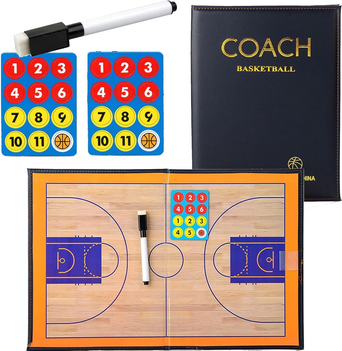 RoseFlower Basketball Magnetic Coaching Board,Basketball Tactics Coaches Strategy Board Coach's Training Equipment - ShopVlot