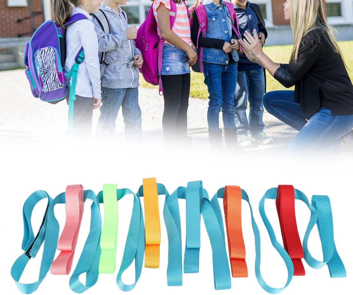 SnelShoppen - Hiking Touw 368cm Veiligheidswandeltouw voor Kinderen Antiverlies Touw met 6 Kleurrijke Handgrepen Voor Buitenactiviteit met Peuters en