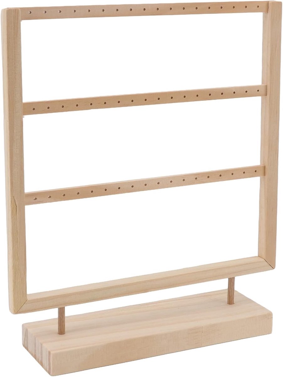 SnelShoppen - Houten Oorbellenhouder voor Sieraden, 3 Lagen, Grote Capaciteit, Tot 27 Paren Oorbellen, Ideaal voor Slaapkamer Decoratie