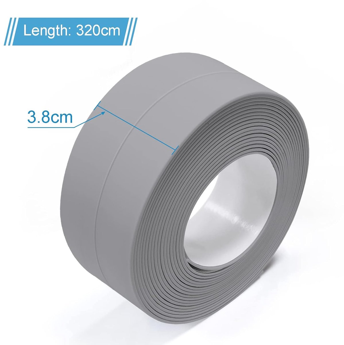 SnelShoppen - 4 Rollen Sealing Tape Zelfklevend Waterdicht Bad Sealing Tape voor Keuken Badkamer Toilet (Grijs) - Duurzaam PVC, Hoge Water- en Vuilbes