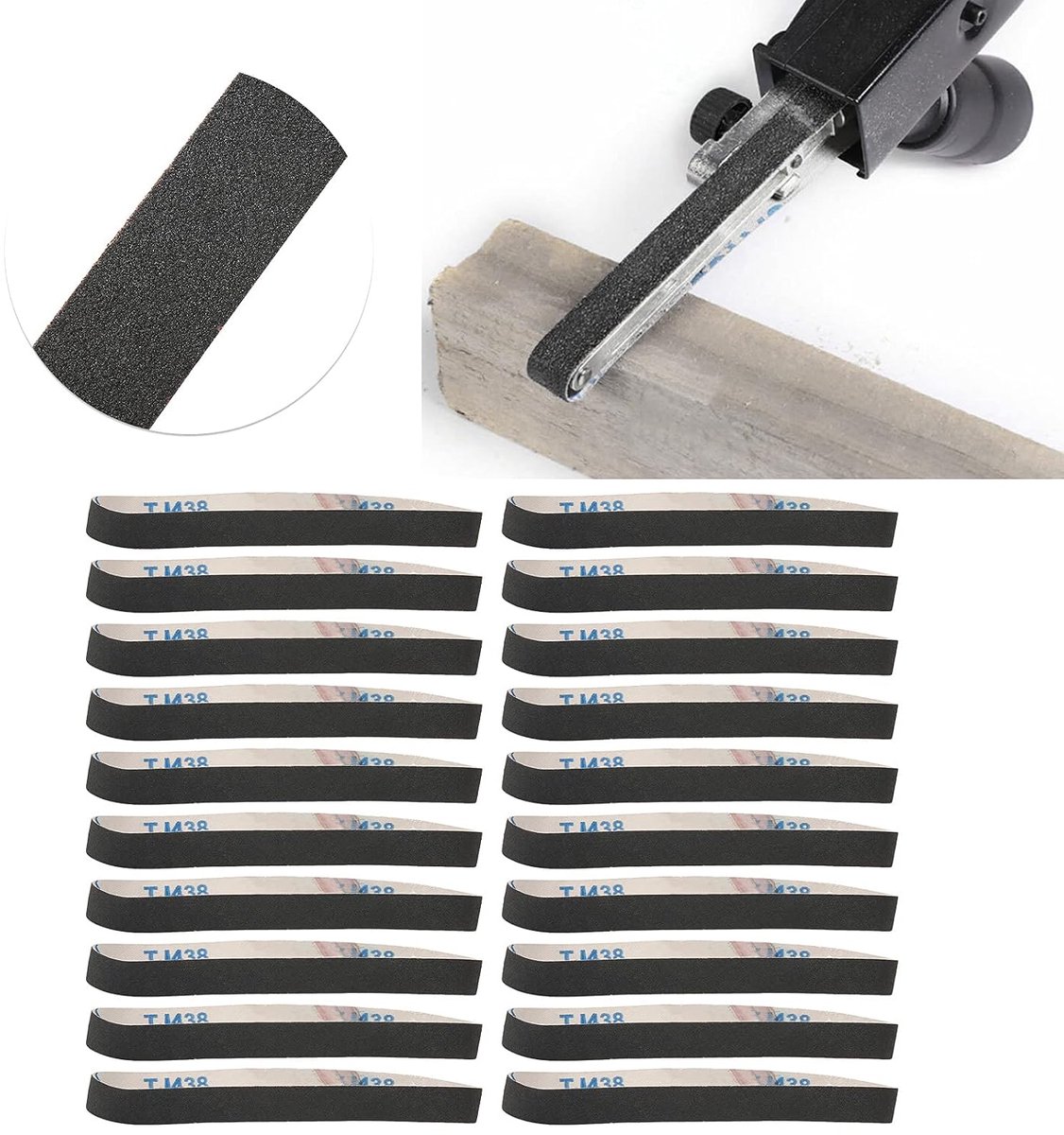 SnelShoppen - 20 Stuks 520 x 20mm Schuurband, Schuurpapier (40 60 80 100 120 180 240 320 600 800 Korrel) Schuren en Polijsten Gereedschap voor Bandsch
