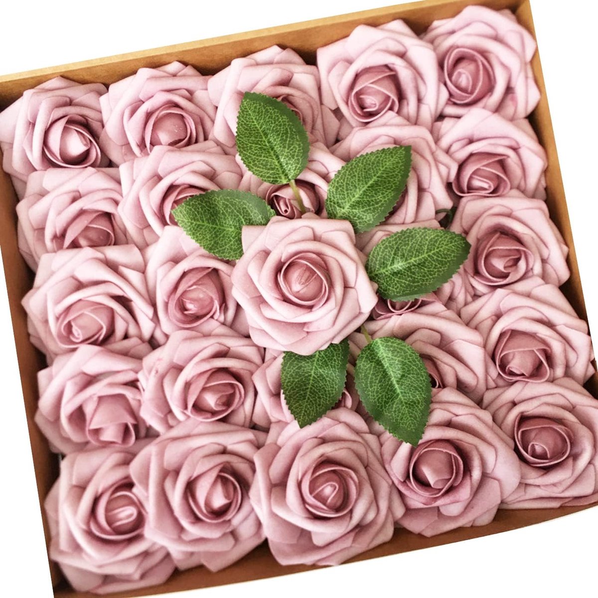 SnelShoppen - 25 Stuks Kunstrozen, Realistische Foam Rozen in Roze-Paars voor DIY Boeketten, Bruiloften, Feestdecoraties, Babyshowers, Thuisdecoratie