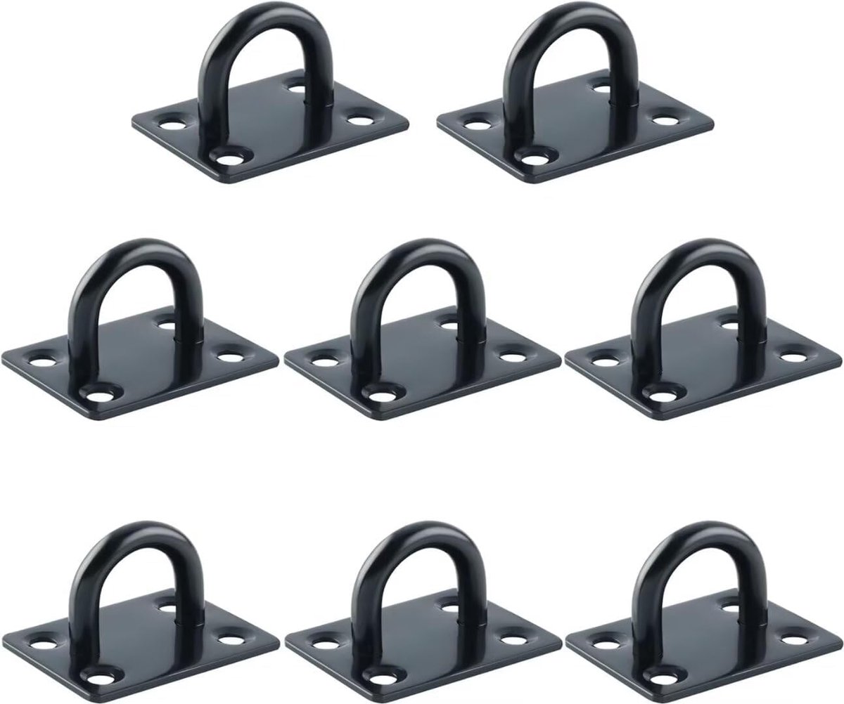 SnelShoppen - 8 Delige M6 Oogplaat Hanghaak, RVS Zware U-vormige Staple Ring Loop met Schroeven voor Wand en Plafond Ophangsystemen