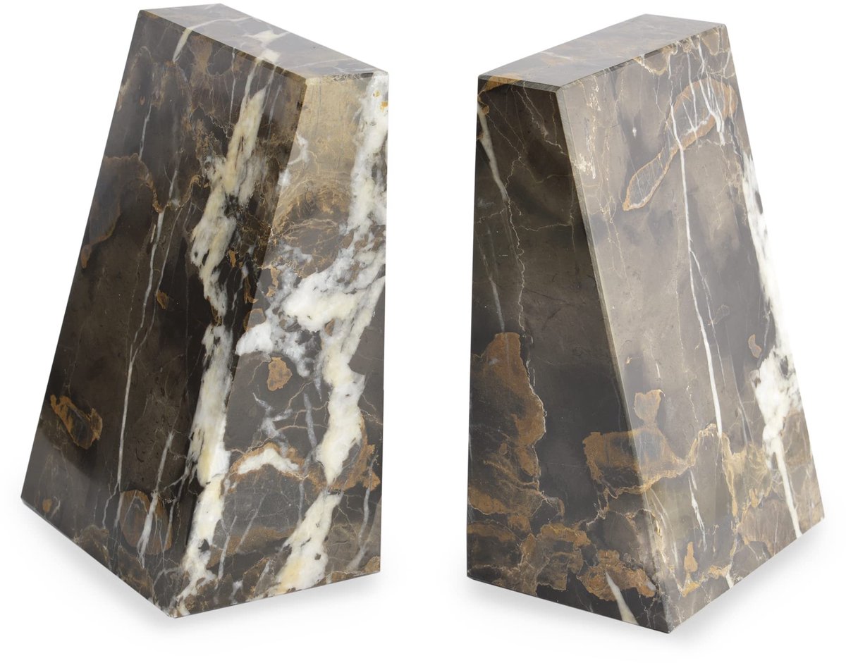 Omgoods - Wedge Boeksteunen van Himalaya Marmer in Zwart en Goud