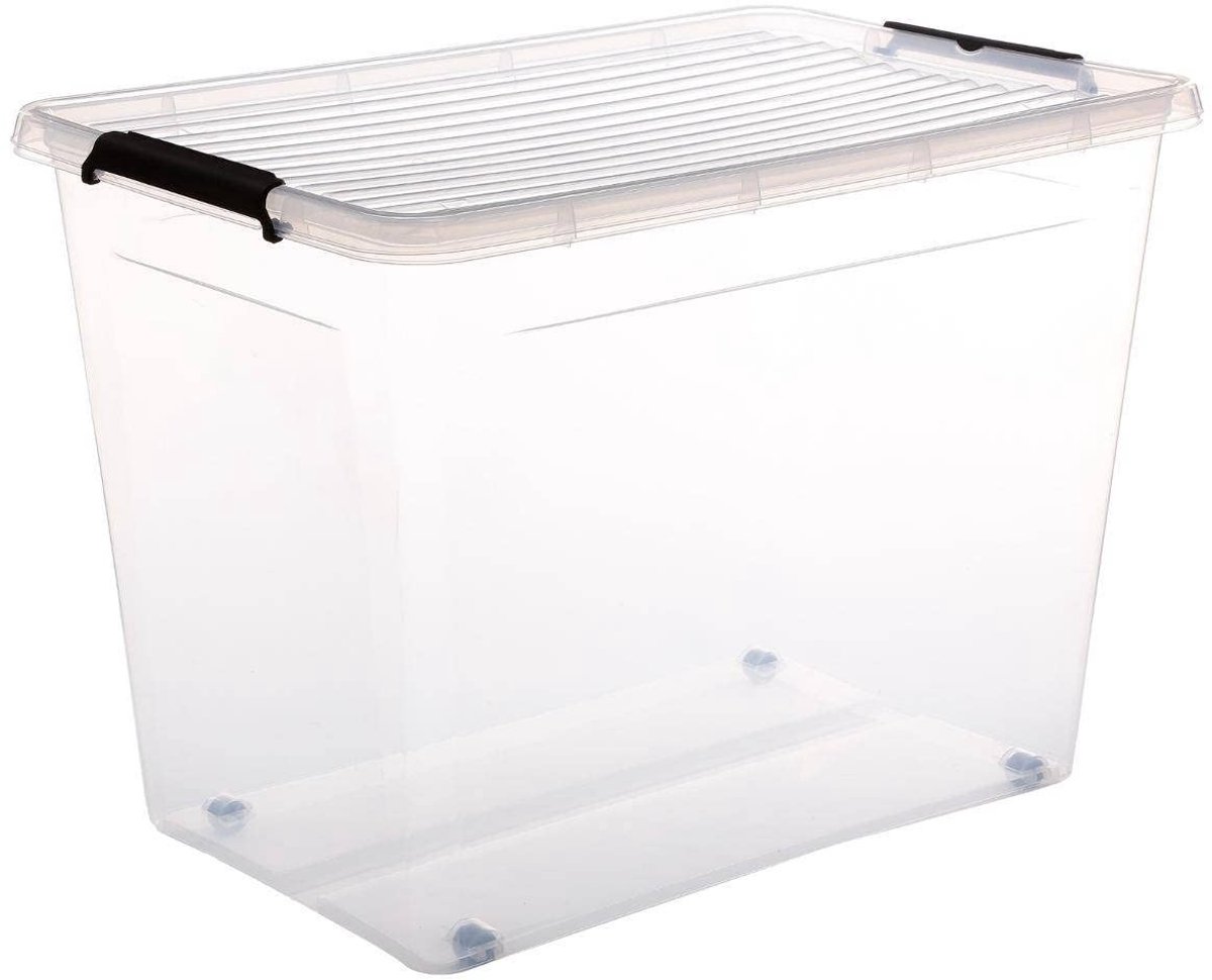 Omgoods - Opbergdoos met Wielen 80 L Transparant