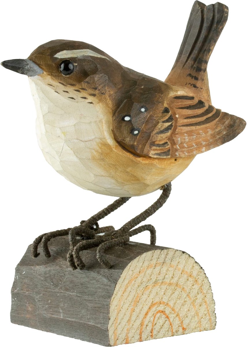 Omgoods - Handgemaakte Houten Vogel Wren Decoratie
