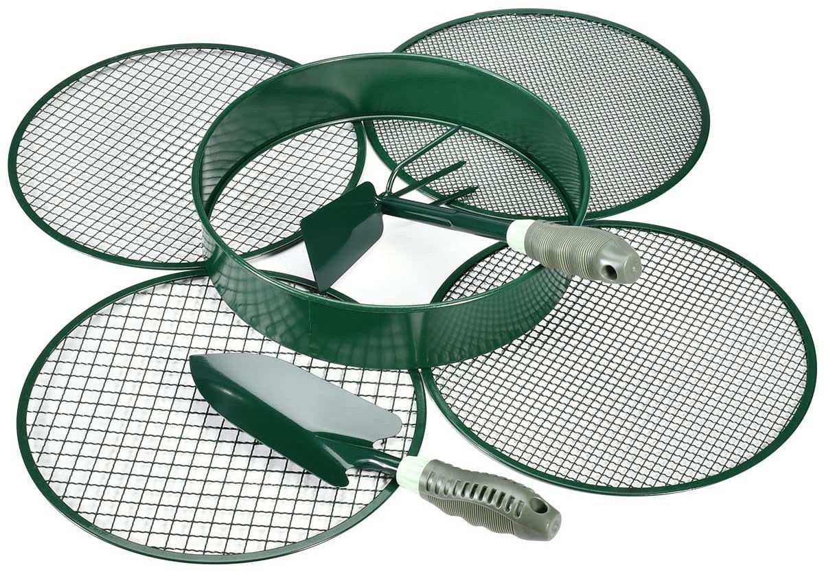 Omgoods- Tuinzeef 30 cm - Roestvrij Staal - 4-in-1 Inzetstukken 3/6/9/12 mm - Tuingereedschap - Schep/Schoffel - Duurzaam Gebruik - Grondzeef