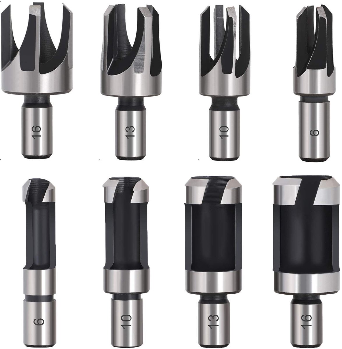 Omgoods - Set van 8 Houten Dowel Cutter Bits van Hoogwaardige Koolstofstaal