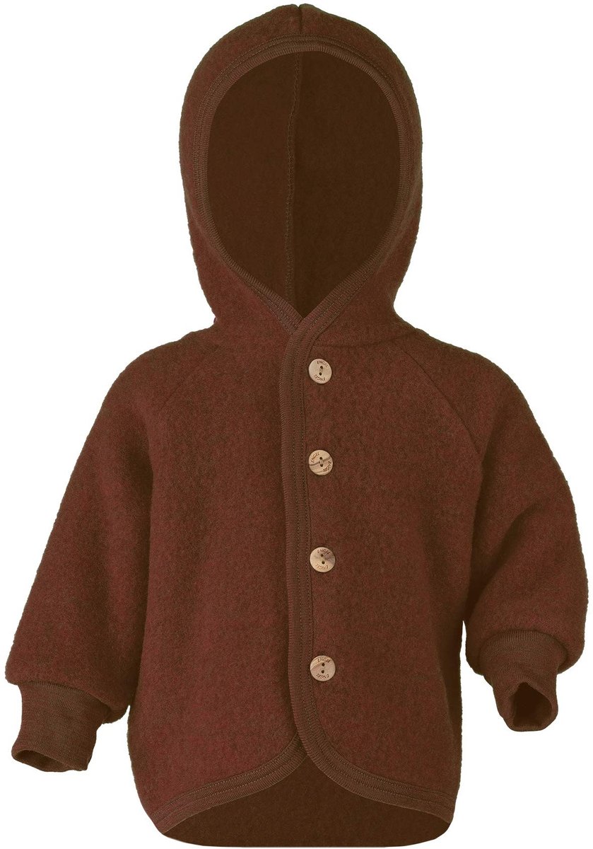 Omgoods - Babyjack met Kap van Wol Fleece Cinnamon Melange 74/80 cm