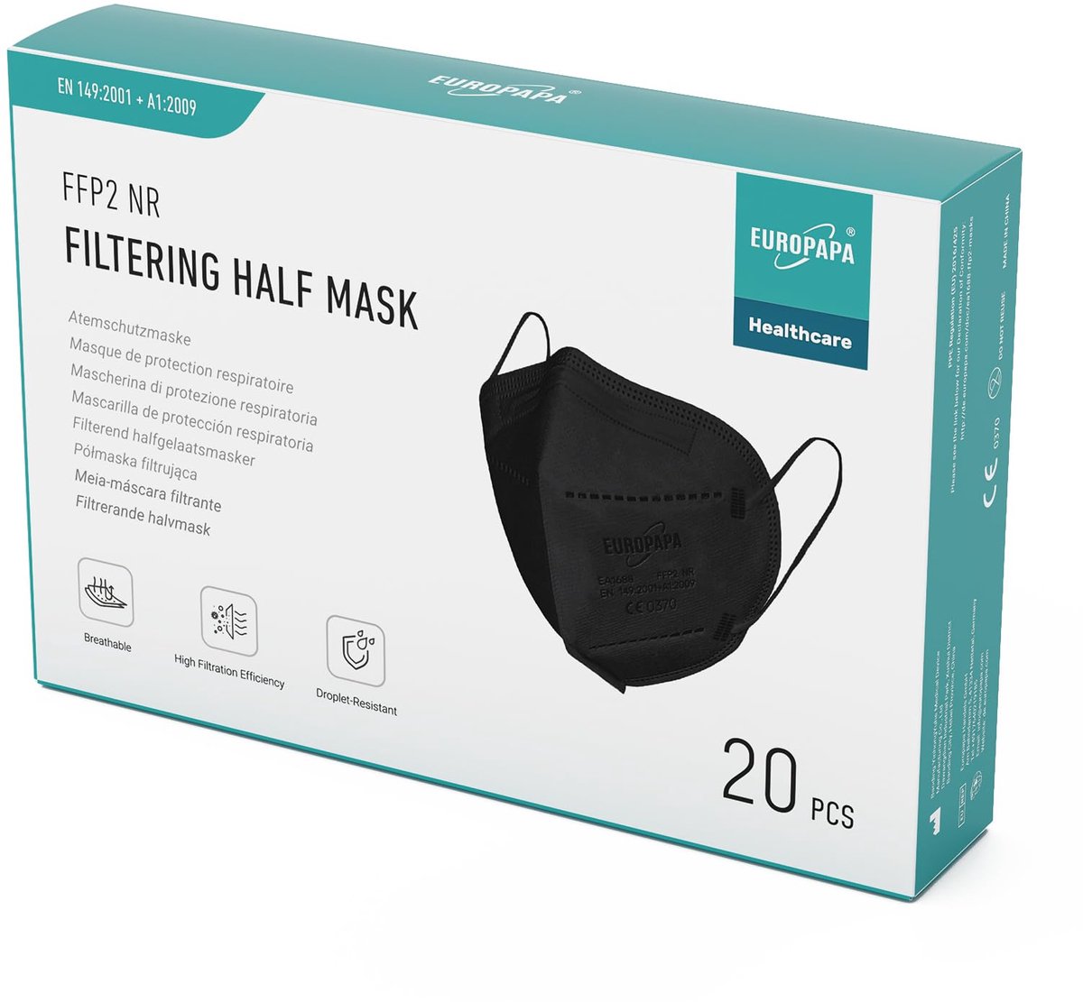 Omgoods- FFP2 Masker 20x - 5-laags - Ademhalingstoestellen - Hygiënisch - Individuele Verpakking - Huidvriendelijk & Latexvrij - Beschermingsmasker