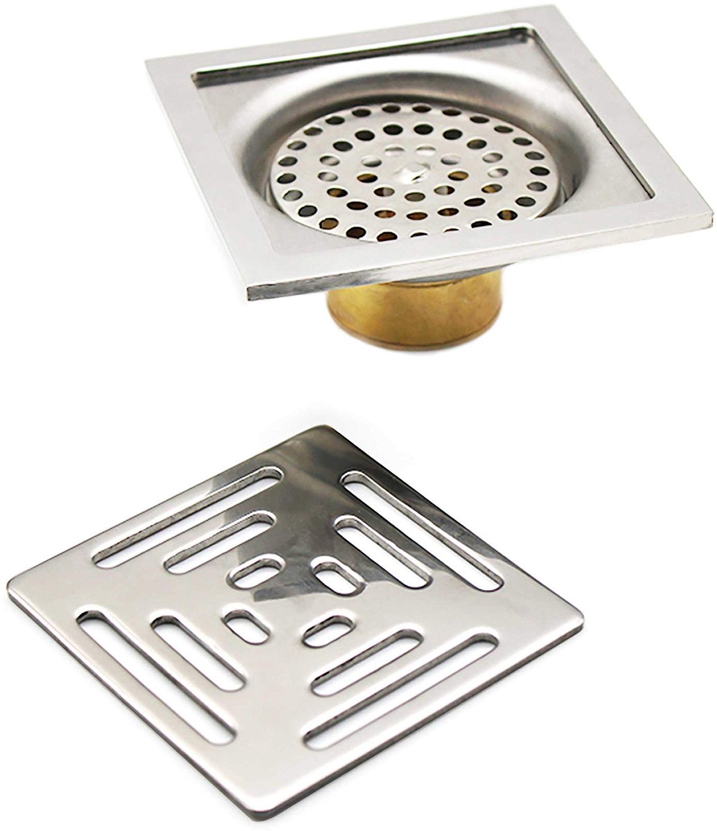 Omgoods- Doucheafvoer Anti-geur - Doucheafvoerkap Haarvanger - Vloersifon - Roestvrij Stalen Afvoer - Eenvoudig te Installeren - 100 mm x 100 mm - Vloerafvoer
