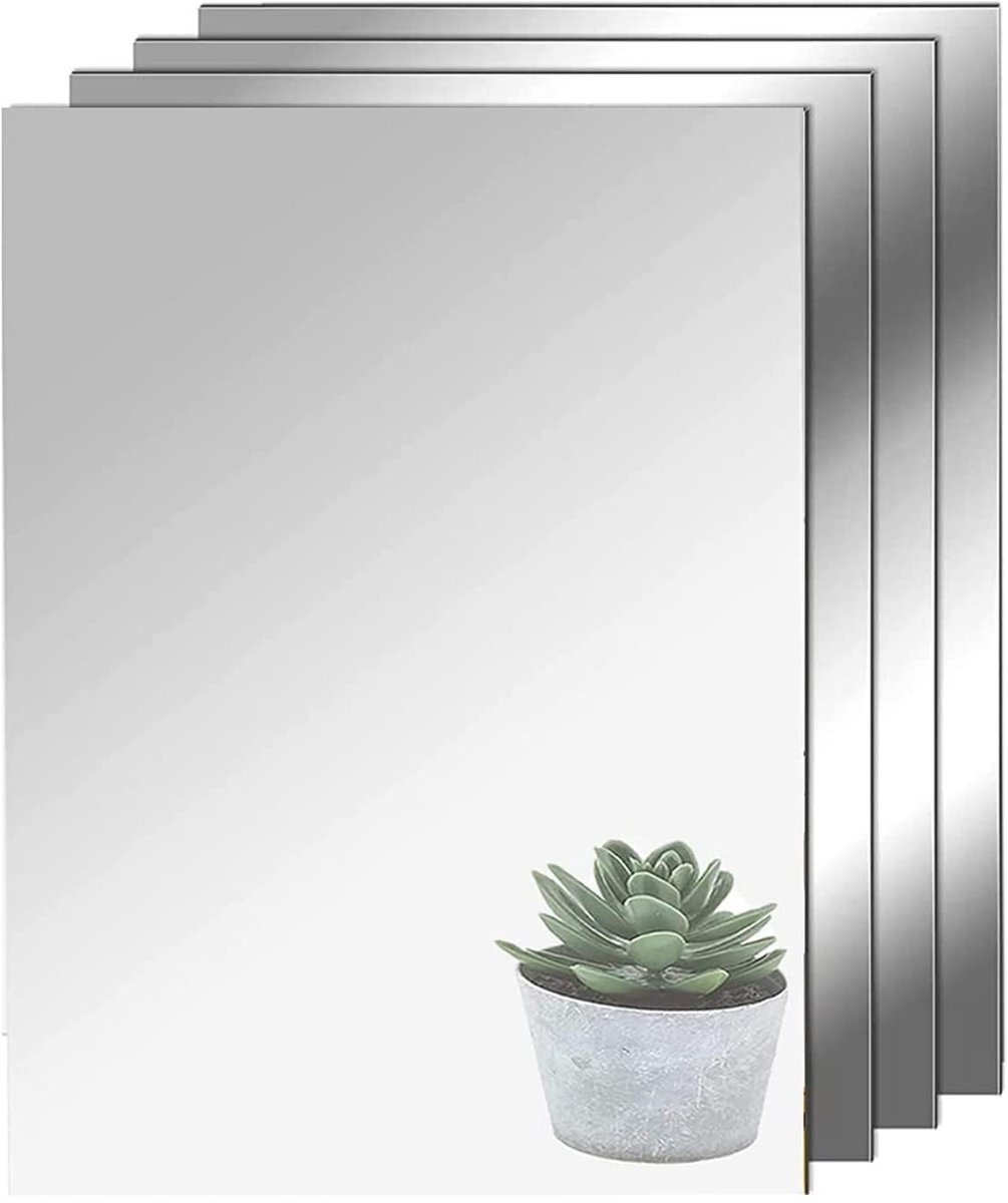 Omgoods - Zelfklevende Spiegeltegels - Flexibele Spiegelfolie - Decoratieve Wandspiegel - Transparant - Make-upspiegel - Geschikt voor Badkamer en...