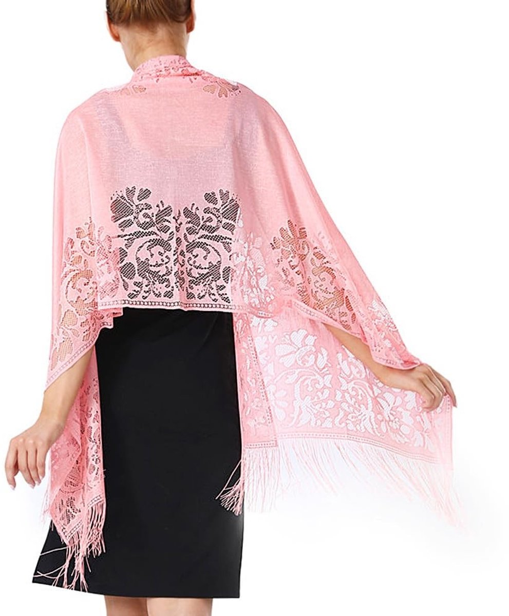 Omgoods - Dames Sjaal met Bloemenprint en Franje, Zacht en Elegante Wrap