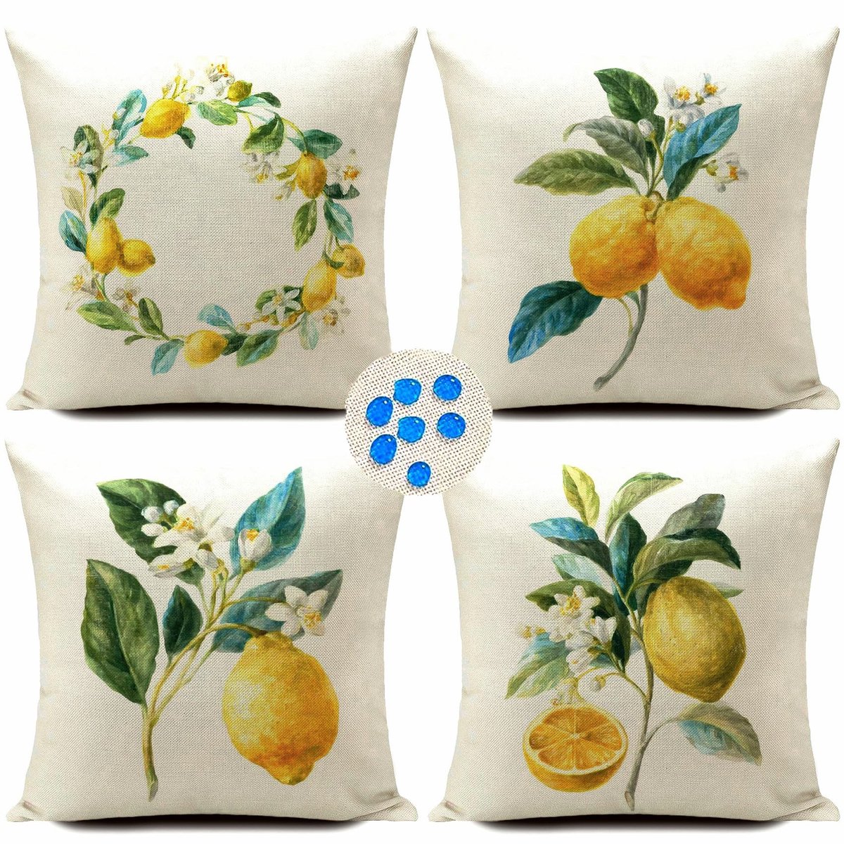 Omgoods - Waterdichte Citrus Kussens voor Buiten - 4 Stuks van 40x40cm