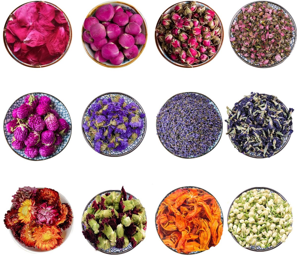 Omgoods - 12 Stuks Gedroogde Bloemen voor Zeep, Kaarsen en Resin