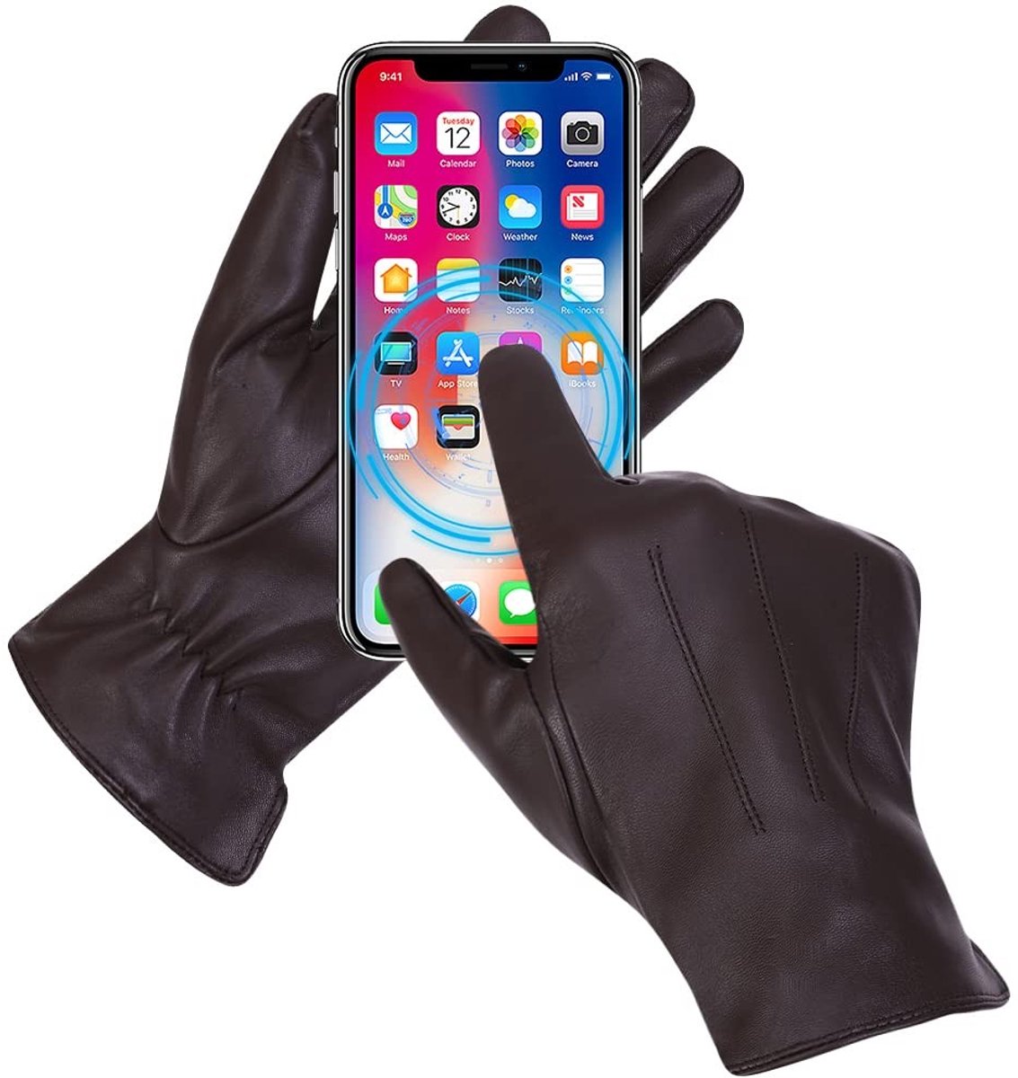 Omgoods - Heren Leren Handschoenen met Cashmere Voering en Touchscreen Functionaliteit, M