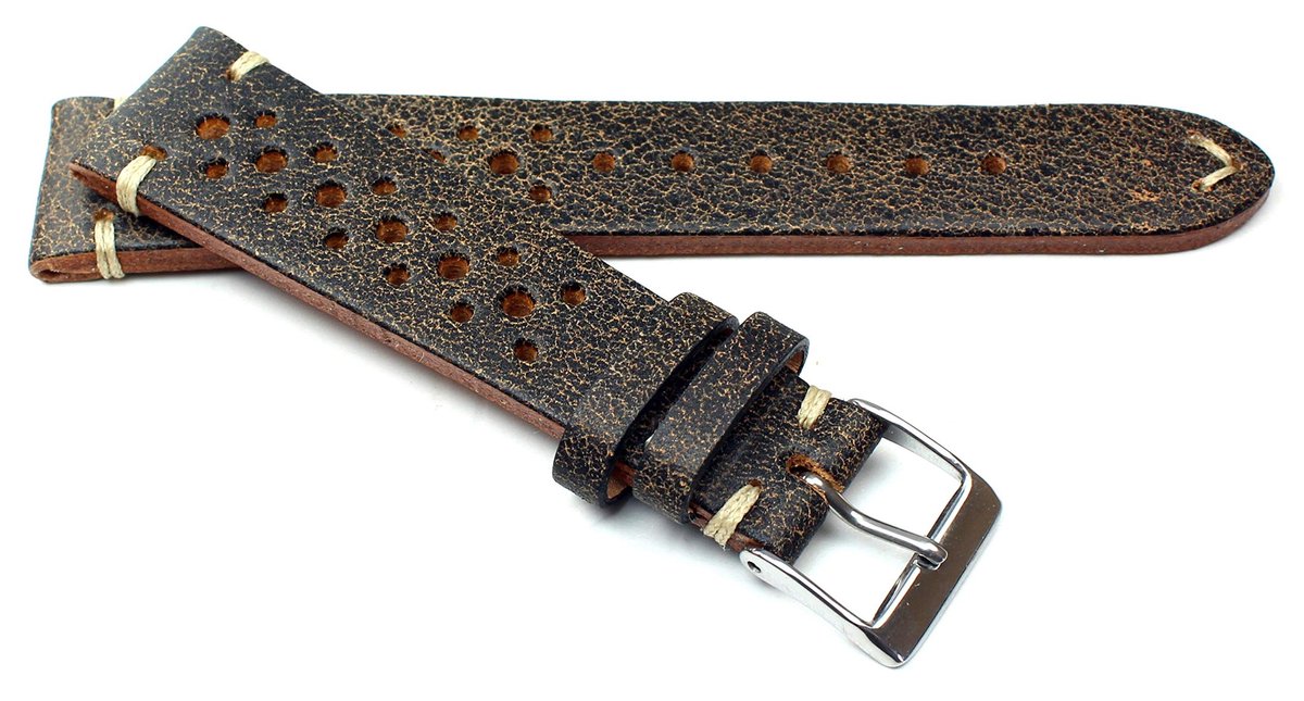Omgoods - Vintage Koehide Horlogeband 20mm Handgemaakt in Duitsland
