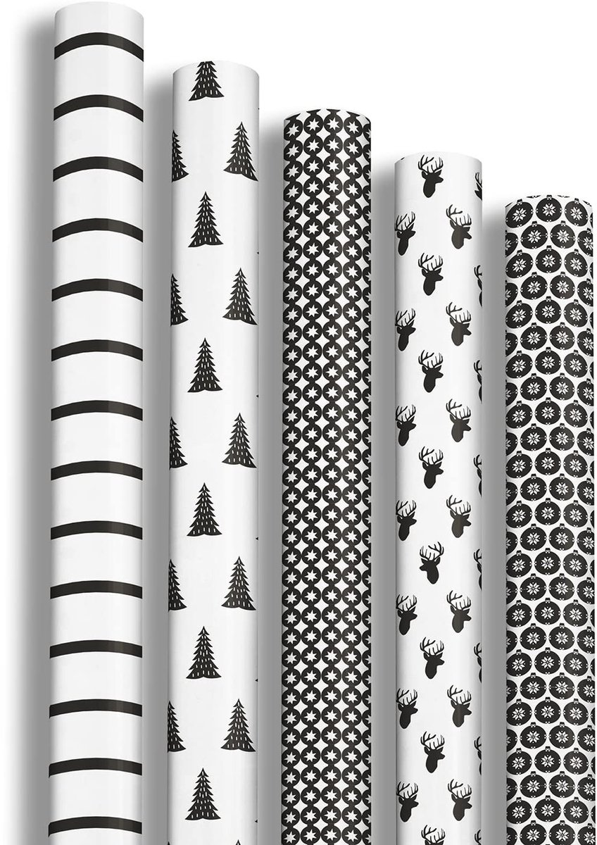 Omgoods - Set van 12 Cadeaupapier Rollen met Kerst Motief