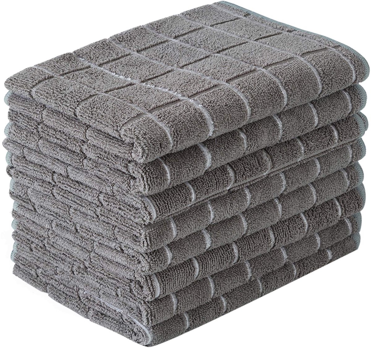Omgoods - Set van 8 Microvezel Keukenhanddoeken - Hoog Absorberend en Lintvrij (Groen met Ruitpatroon)