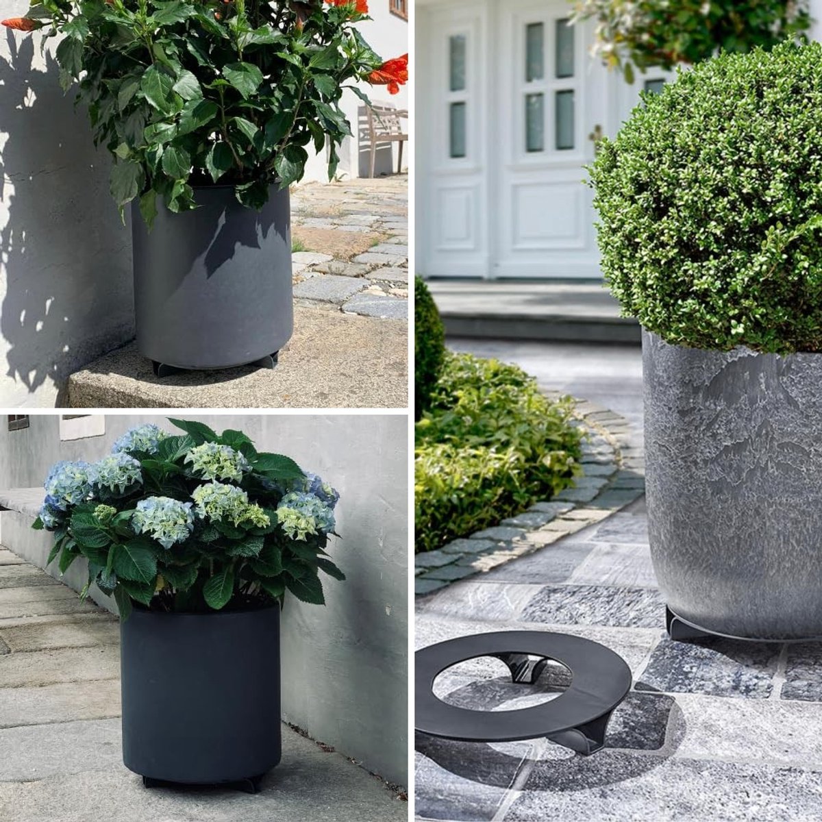 Omgoods - Set van 4 Onderzetters voor Bloempotten Zwart