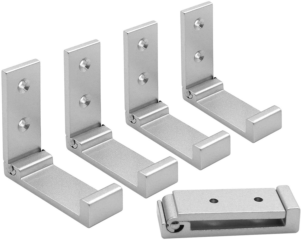 Omgoods - Set van 5 Opvouwbare Wandhaken - Aluminium Legering Mat Zilver
