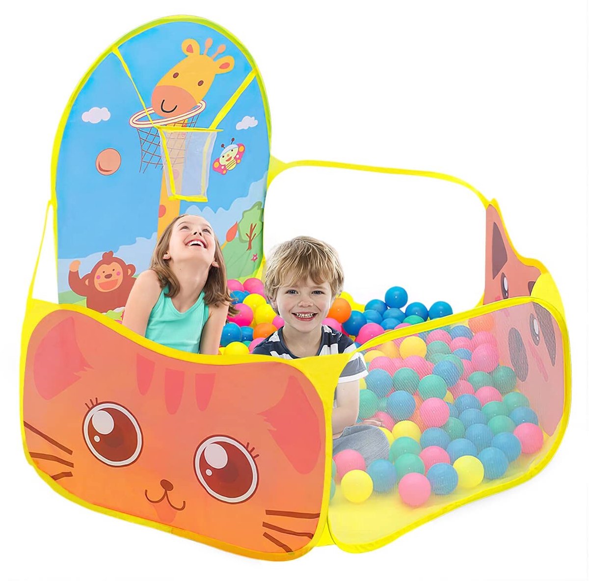 Omgoods - Opvouwbare Kindertent met Basketball Hoepel en Speelgoedpool
