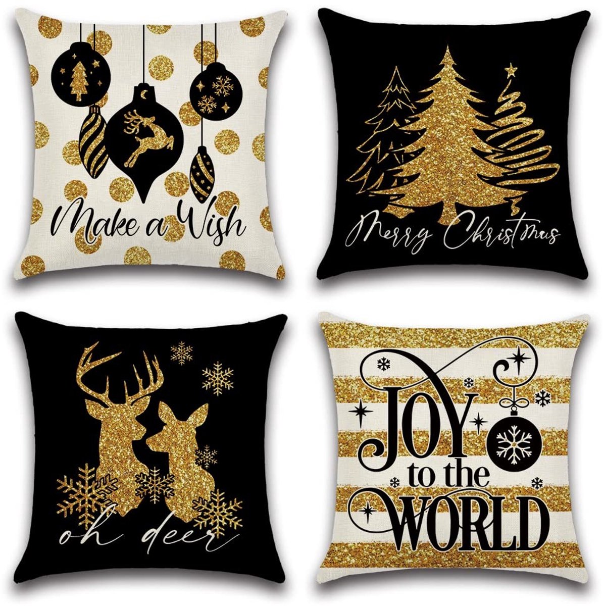 Omgoods - Set van 4 Kerst Kussenhoezen 45 x 45 cm