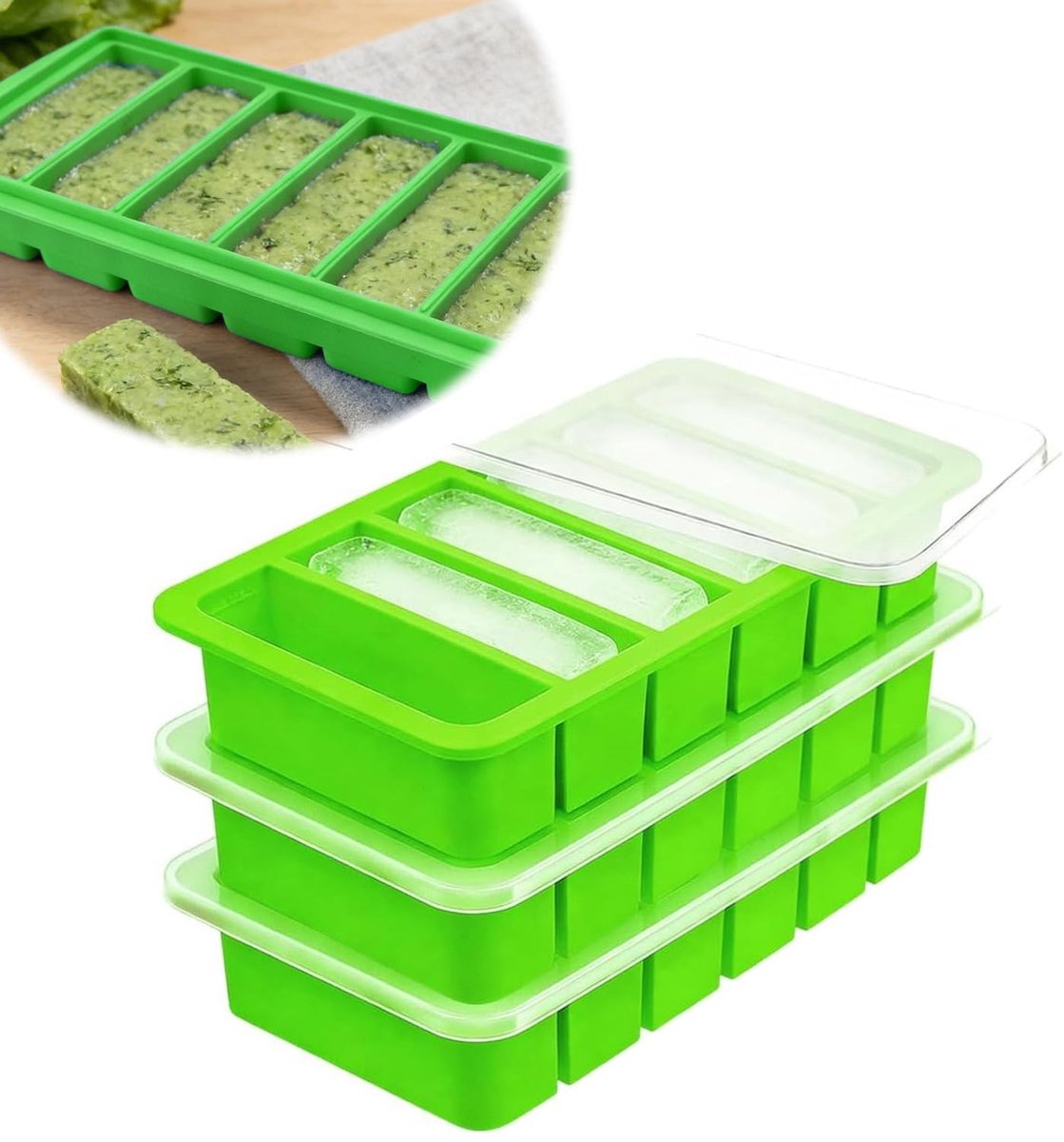 Omgoods - Set van 3 Silicone Vriescontainers voor Soep