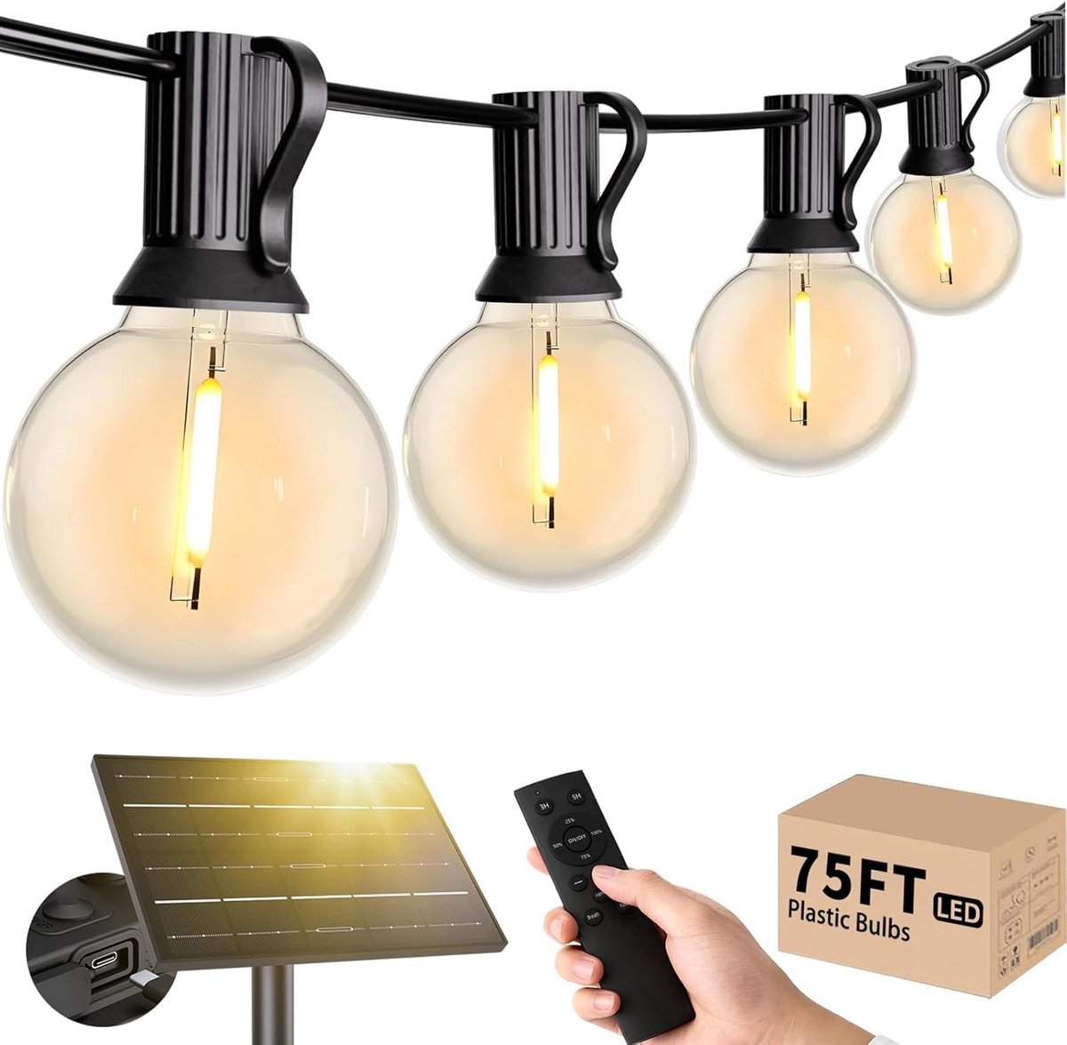 Omgoods - Zonne-energie Tuinverlichting met Afstandsbediening - 75FT