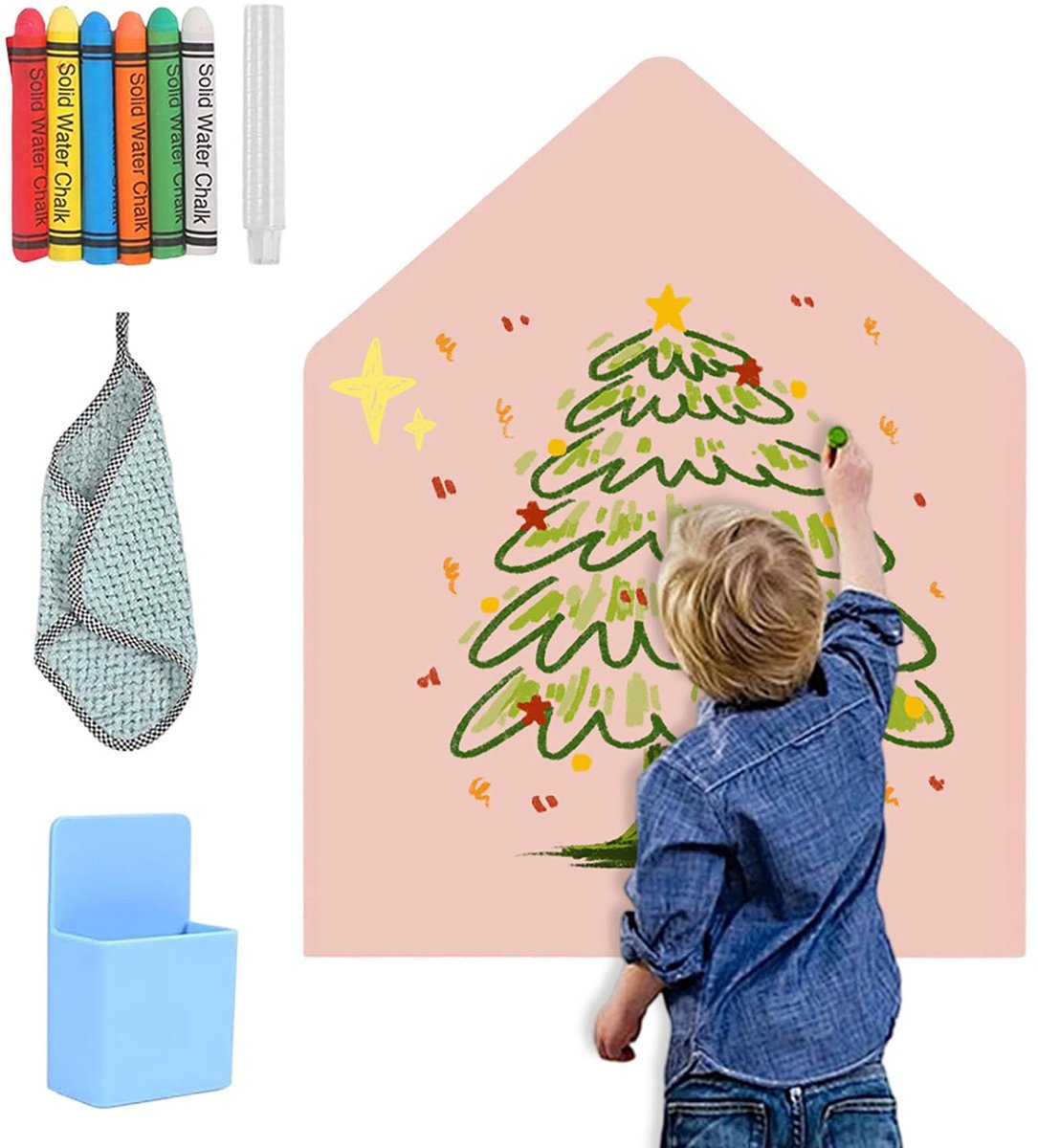 Omgoods - Montessori Magneetbord 80 x 100 cm - Lichtroze Zelfklevend Krijtbord voor Kinderen