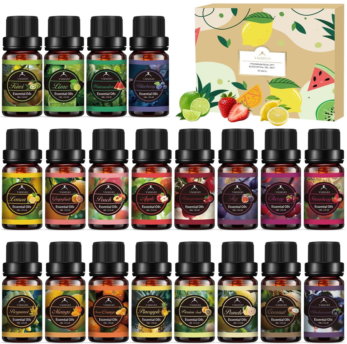 Omgoods - Set van 20 Pure Etherische Olie voor Massage en Aromatherapie