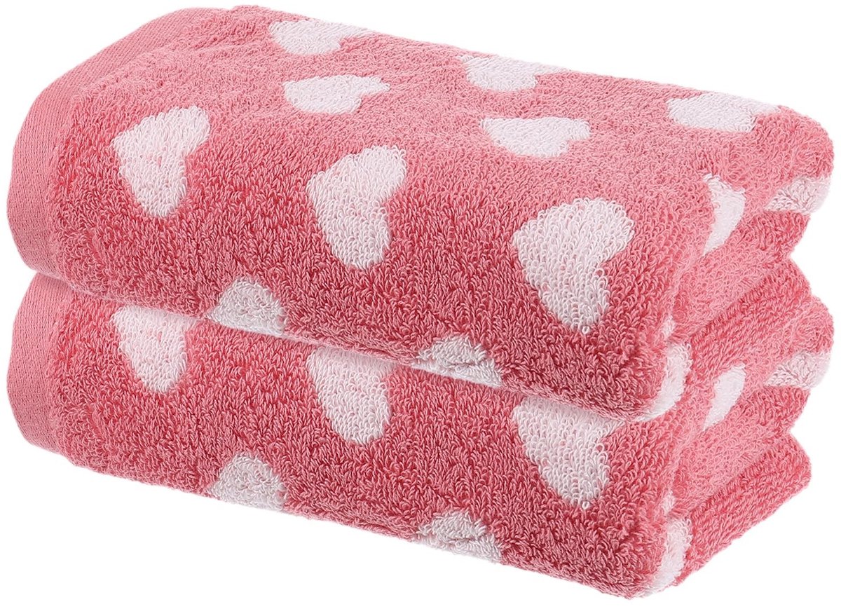 Omgoods - Set van 2 Roze Katoenen Wasdoeken, Zacht en Absorberend