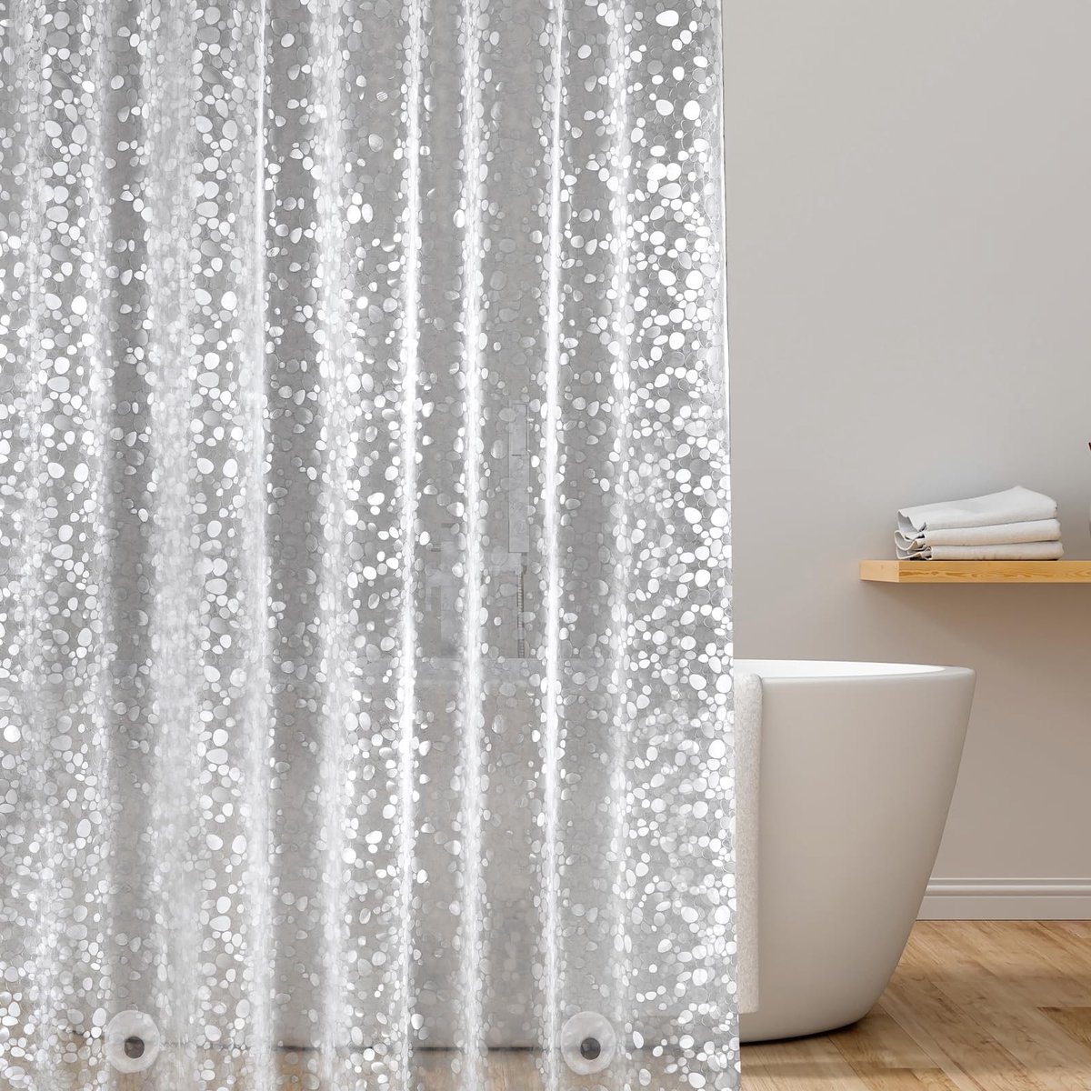 Omgoods - Transparant Douchegordijn 120 x 180 cm met 3D Steentjespatroon