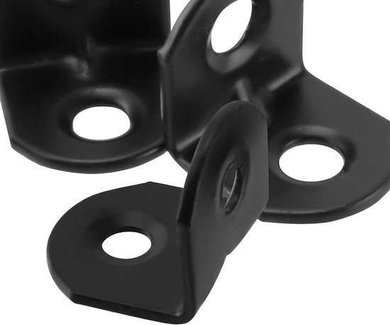 L-vormige hoekbeugels 1.8 x 1.8 x 1.8cm - 100 stuks, zwart, voor wandplanken, meubels en bevestiging met schroeven — afbeelding 2