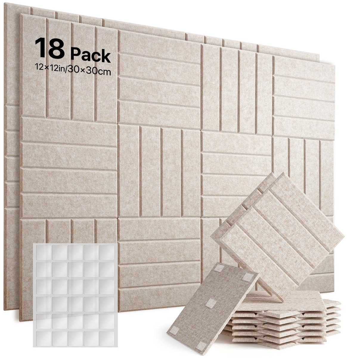 Omgoods- Prikbord Groot - Vilt 100% Recyclebaar - Zelfklevend - 18 Stuks - 90 Dubbelzijdige Kleefpads - Decoratief Memobord - Pinnwand
