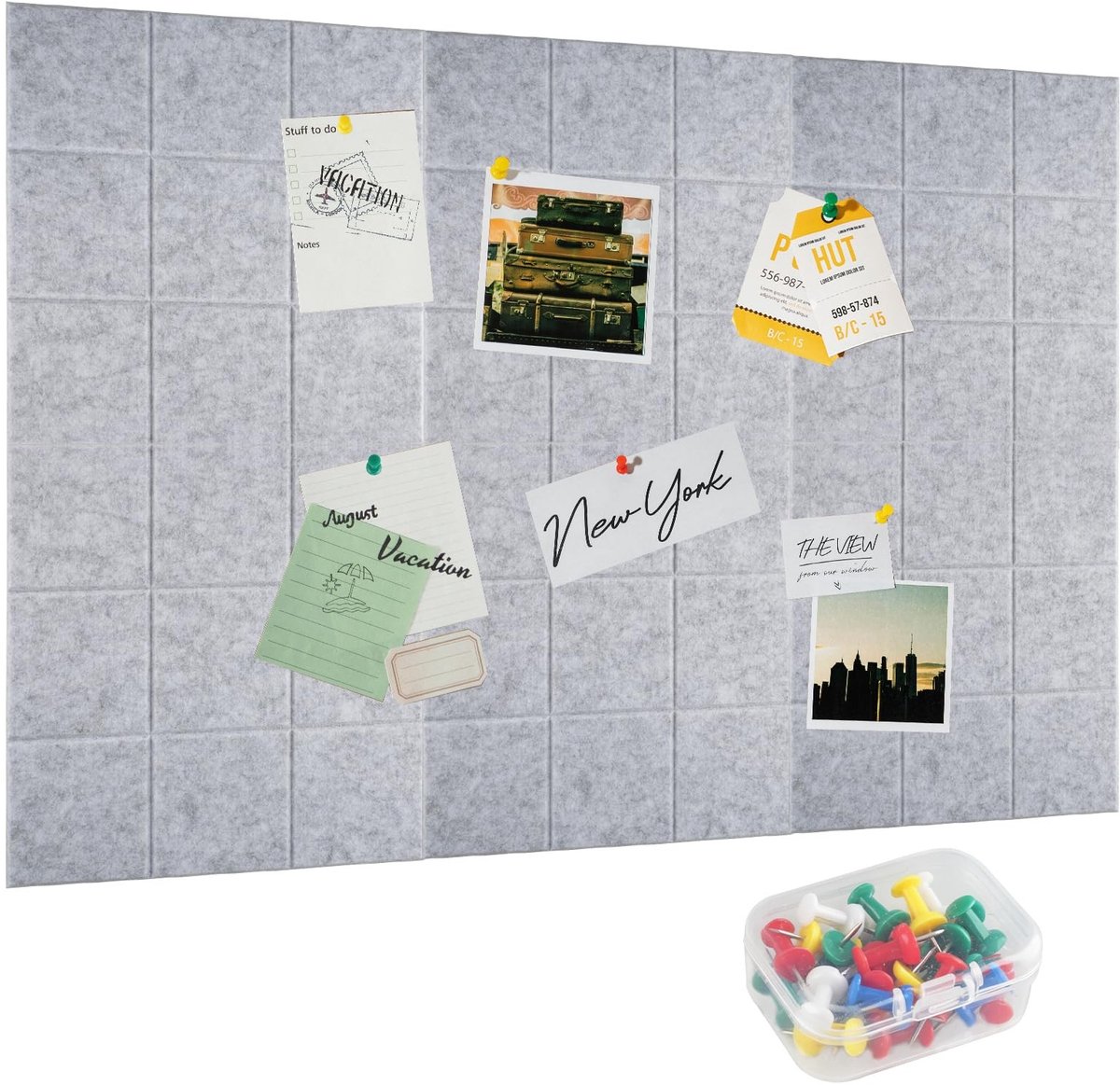Omgoods - Vilten Prikbord 90x60 cm - Zelfklevend, 6 Stuks voor Decoratie