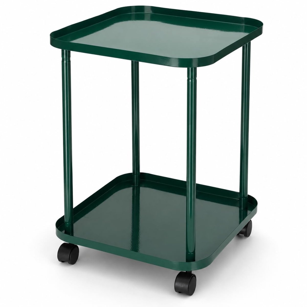 Omgoods - Groene Bijzettafel met Wielen voor Thuisgebruik