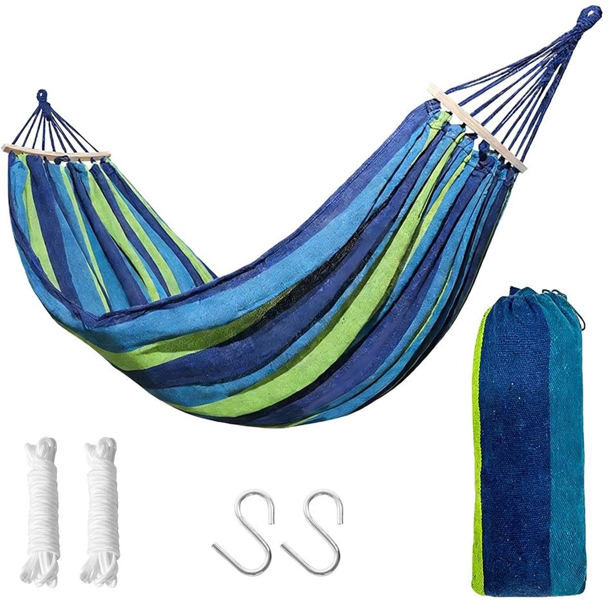 Omgoods - Camping Hangmat - Extra Groot Canvas Katoen - Geschikt voor Tuinen en Kamperen