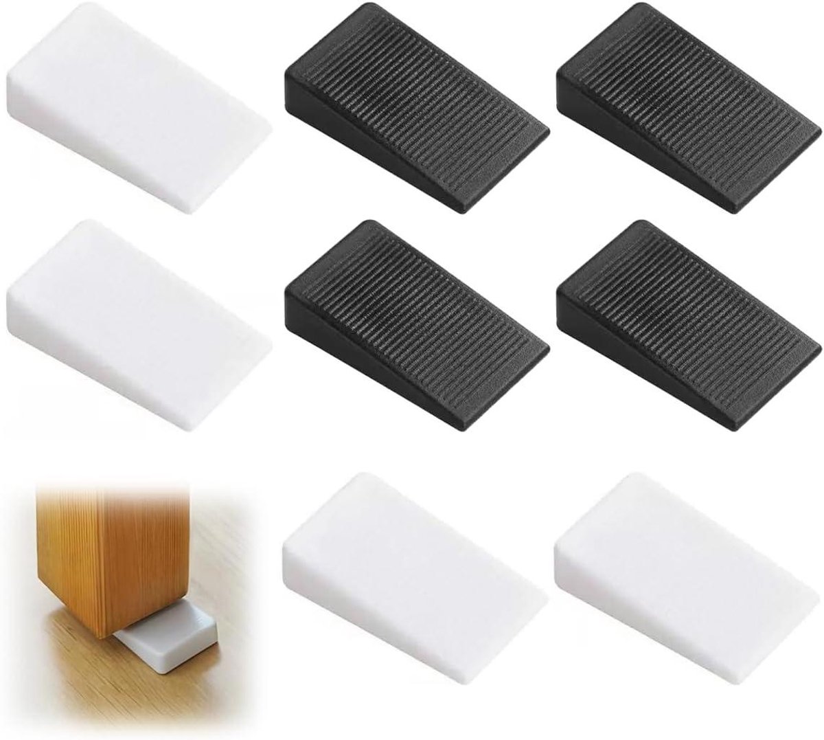 Rubberen Deurstoppers - Deurwiggen Anti-slip - Deuren Vastzetten - Geluidsabsorberend Rubber - 4 x 3 cm - Zwart en Wit