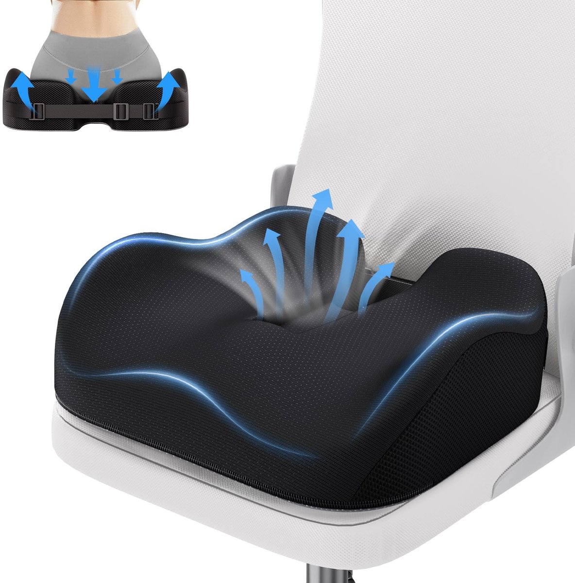 Omgoods - Ergonomisch Zitkussen voor Auto en Bureau met Coccyxverlichting