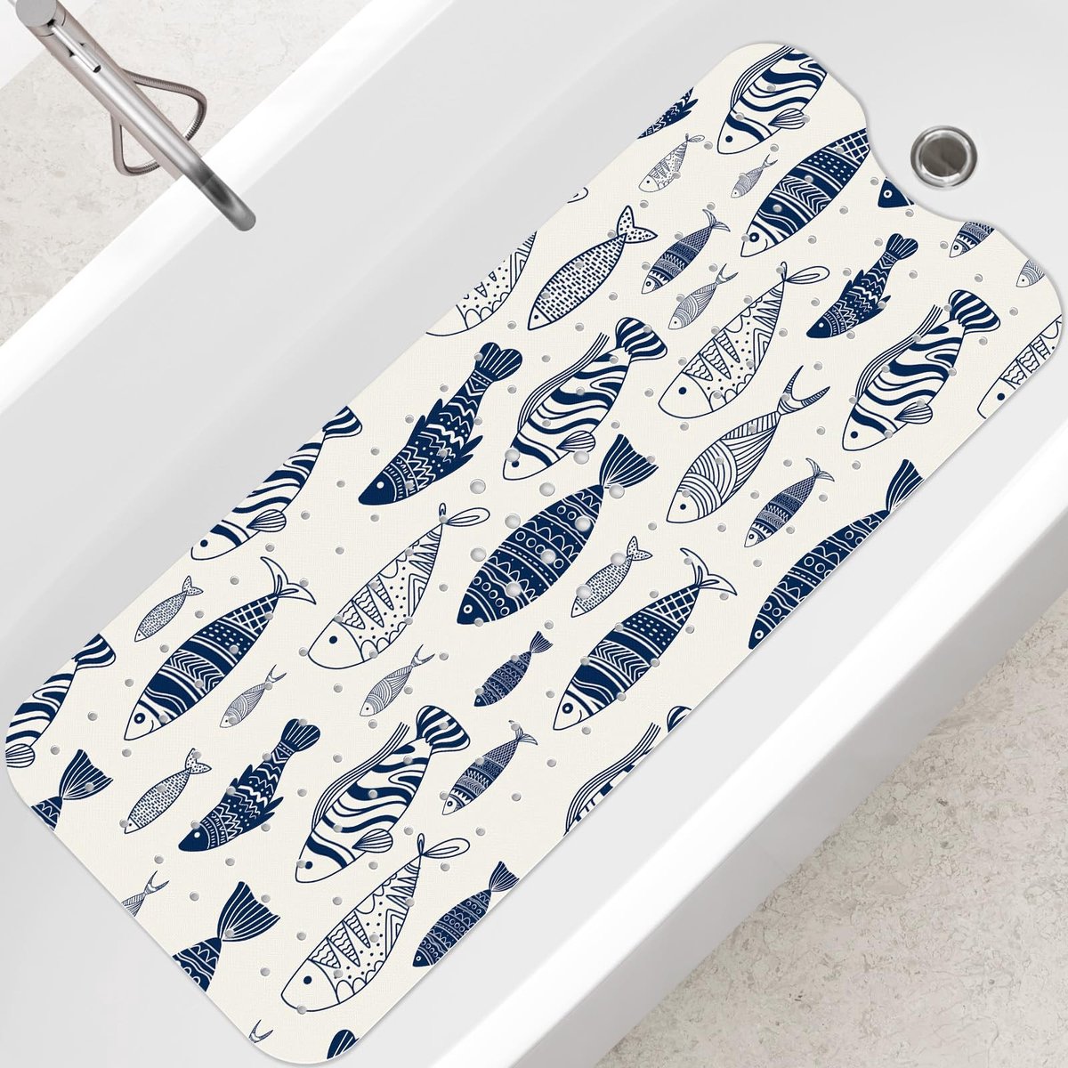 Omgoods - Antislip Badmat met Visprint (100 x 40 cm)