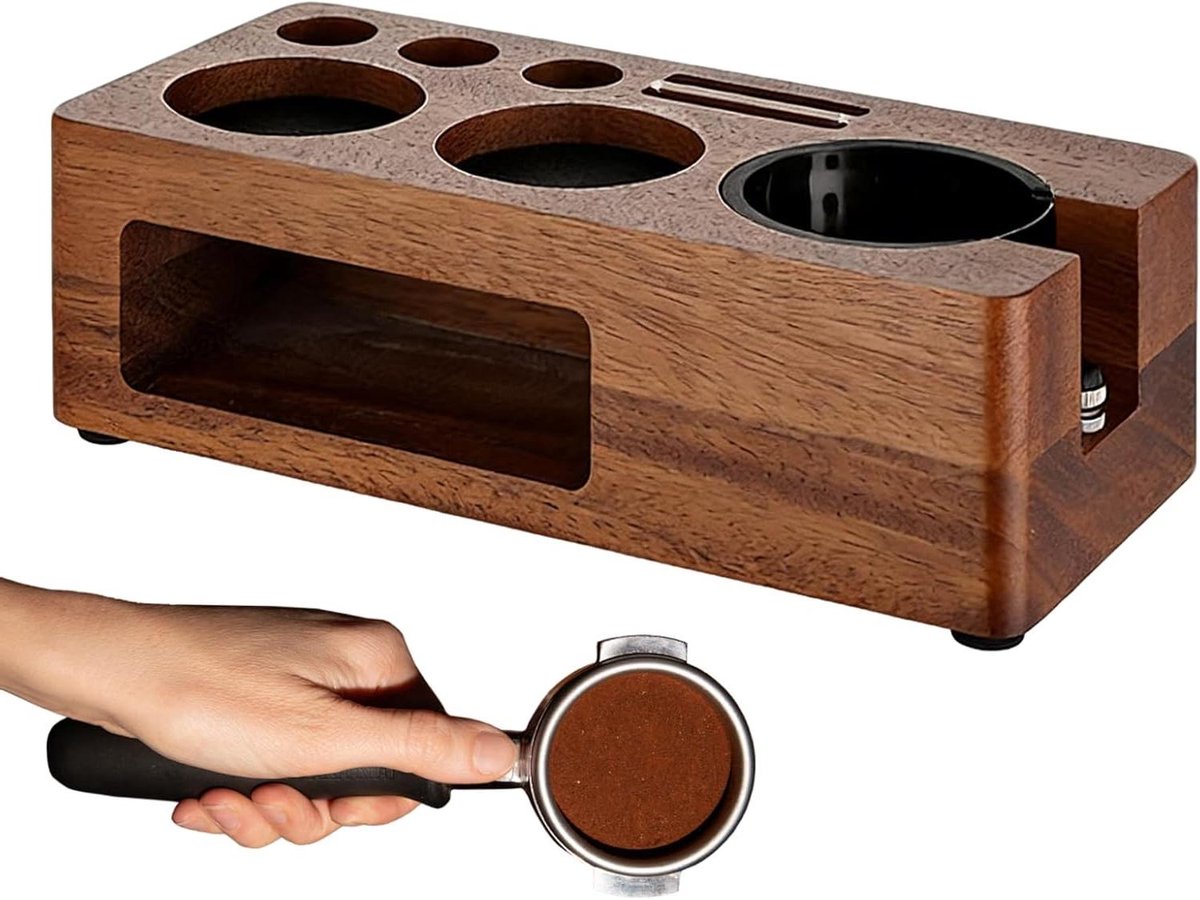 Espresso Aantikstation - Koffie Organizer - Koffie Bereiden - Perfecte Tamp Uitlijning - 26 x 13 x 9 cm - Hout